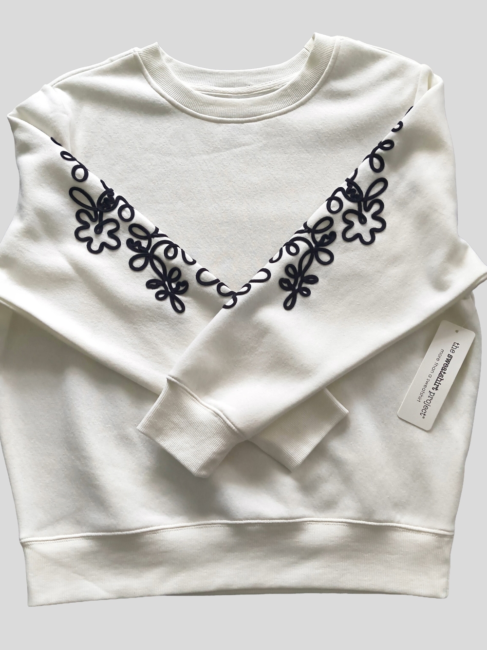 Crewneck Sweatshirt with Black Floral Trim - The Sweatshirt Project